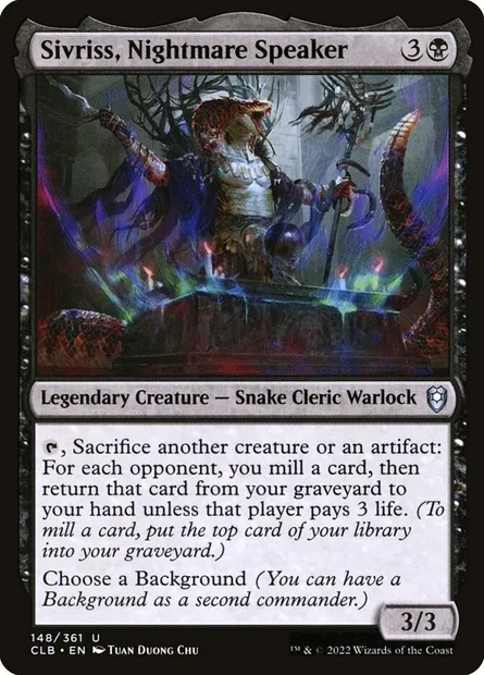 Sivriss, Nightmare Speaker, Magic card CLB 148 — Commander Legends: Battle for Baldur's Gate set