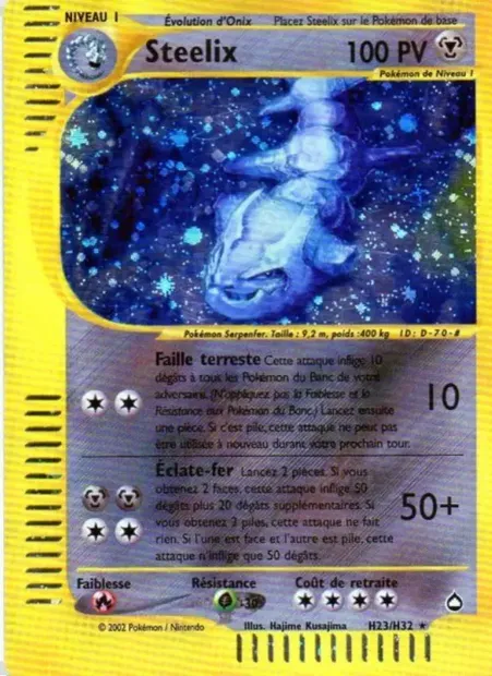 Steelix, carte Pokémon AQ H23 — extension Aquapolis