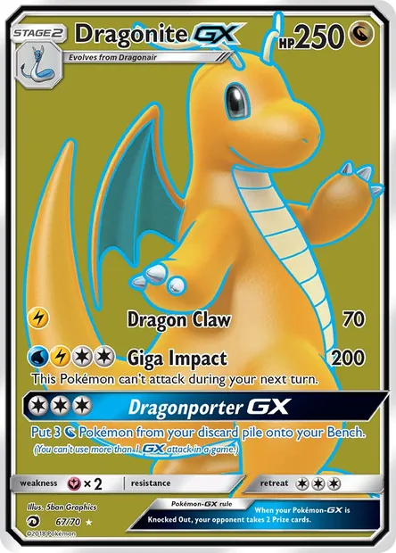 Dragonite GX, Pokémon card DRM 67 — Dragon Majesty set