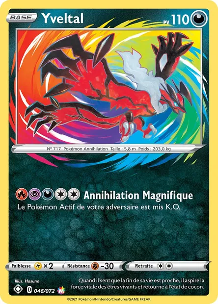 Yveltal, carte Pokémon SHF 46 — extension Destinées Radieuses