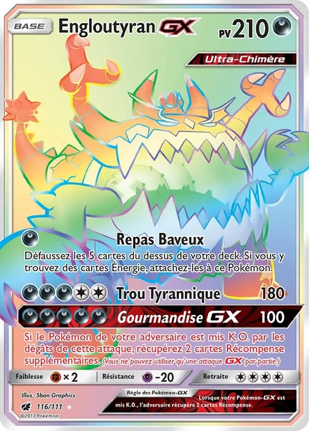 Engloutyran GX, carte Pokémon CIN 116 — extension Invasion Carmin