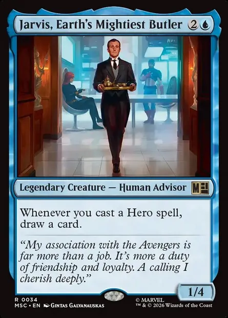 Jarvis, Earth's Mightiest Butler, Magic card MSC 34 — Marvel Super Heroes Commander set
