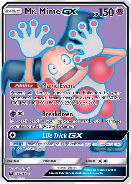Mr. Mime GX, Pokémon card CES 156 — Celestial Storm set