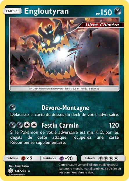 Engloutyran, carte Pokémon CEC 136 — extension Éclipse Cosmique