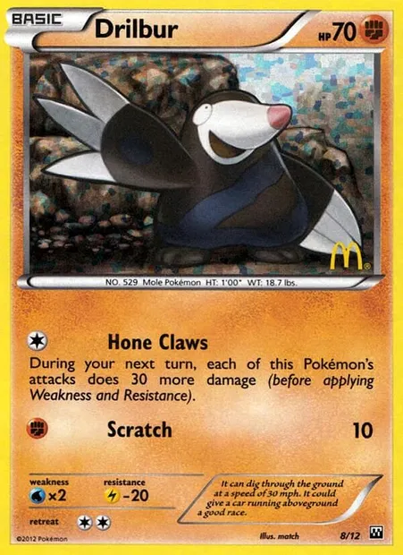 Drilbur, Pokémon card MCD12 8 — McDonald's Collection 2012 set