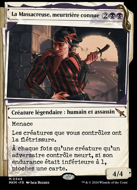La Massacreuse, meurtrière connue, carte Magic MKM 344 — extension Murders at Karlov Manor