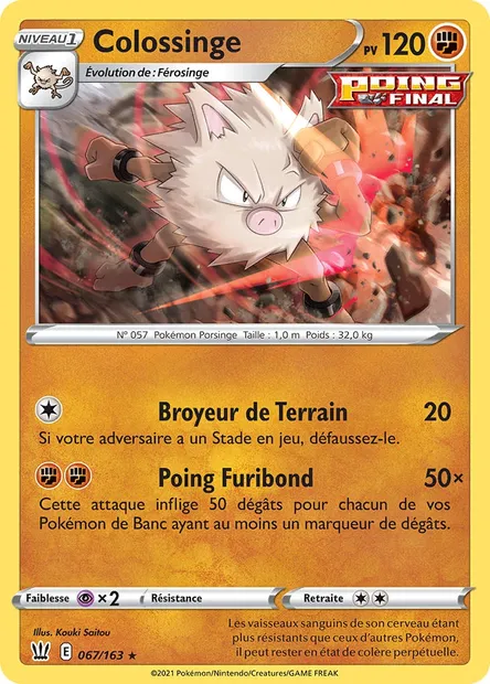 Colossinge, carte Pokémon BST 67 — extension Styles de combat