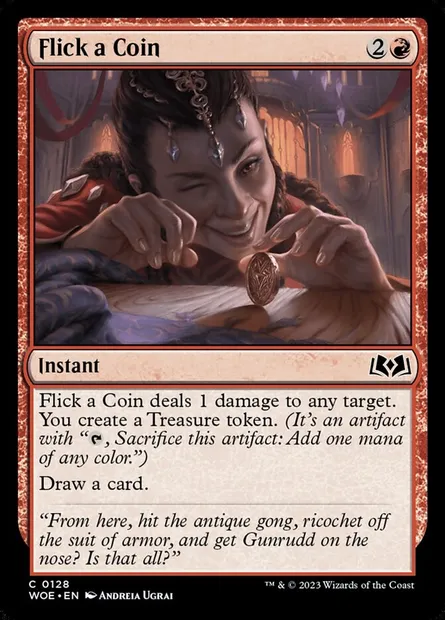 Flick a Coin, Magic card WOE 128 — Wilds of Eldraine set