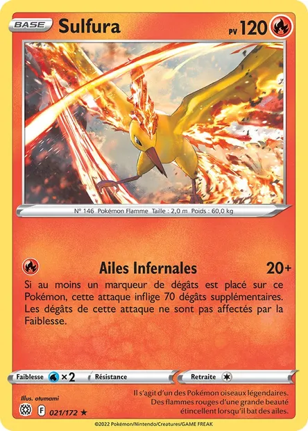 Sulfura, carte Pokémon BRS 021 — extension Stars Étincelantes