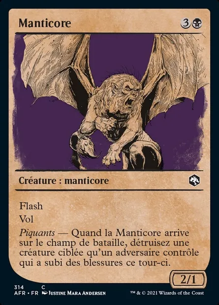 Manticore, carte Magic AFR 314 — extension Forgotten Realms: Aventures dans les Royaumes Oubliés