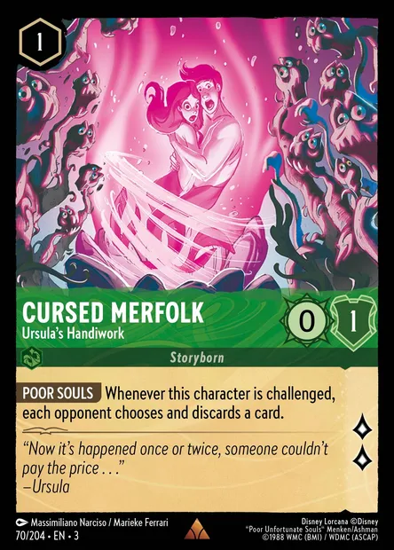 Cursed Merfolk - Ursula's Handiwork, Disney Lorcana card CH3-070 — Into the Inklands set