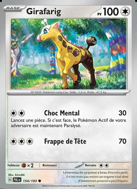 Girafarig, carte Pokémon PAL 154 — extension Évolutions à Paldea