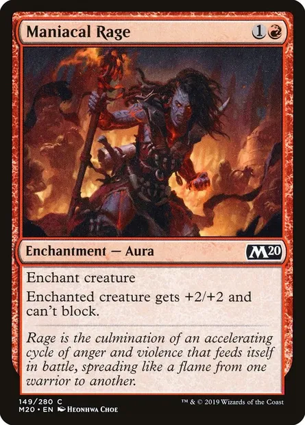 Maniacal Rage, Magic card M20 149 — Core Set 2020 set