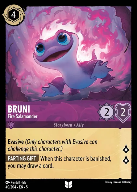 Bruni - Fire Salamander, Disney Lorcana card CH5-040 — Shimmering Skies set