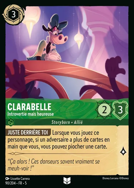 Clarabelle - Introvertie mais heureuse, carte Disney Lorcana CH5-090 — extension Ciel Scintillant