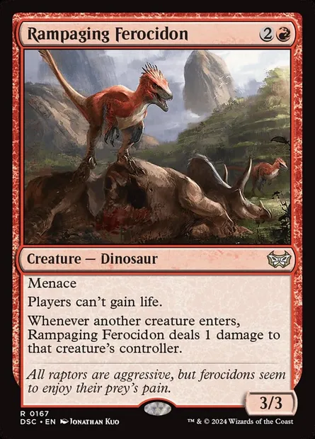 Rampaging Ferocidon, Magic card DSC 167 — Duskmourn: House of Horror Commander set
