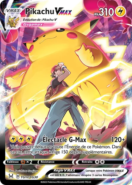 Pikachu VMAX, carte Pokémon LOR TG17 — extension Origine Perdue