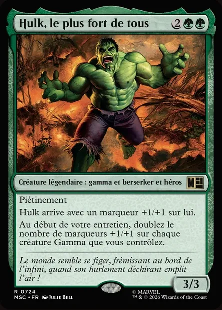 Hulk, le plus fort de tous, carte Magic MSC 724 — extension Marvel Super Heroes Commander