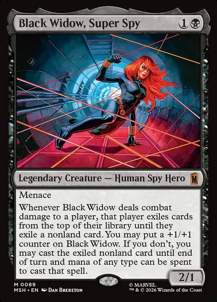 Black Widow, Super Spy, Magic card MSH 89 — Marvel Super Heroes set