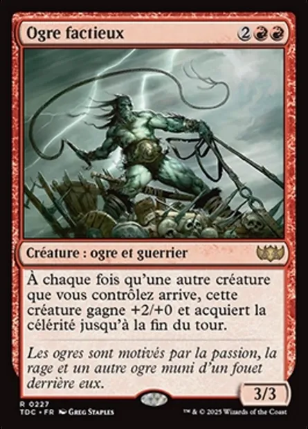 Ogre factieux, carte Magic TDC 227 — extension Tarkir: Dragonstorm Commander