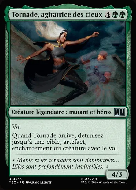 Tornade, agitatrice des cieux, carte Magic MSC 733 — extension Marvel Super Heroes Commander