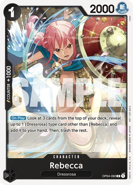 Rebecca, One Piece card OP04-092 — KINGDOMS OF INTRIGUE set