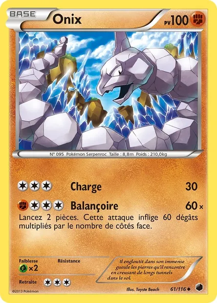 Onix, carte Pokémon PLF 61 — extension Glaciation Plasma