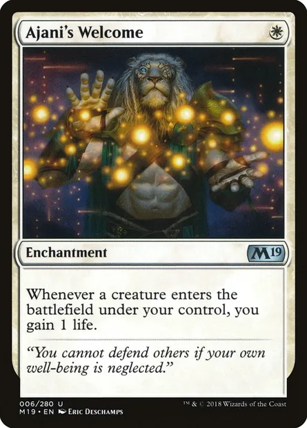 Ajani's Welcome, Magic card M19 6 — Core Set 2019 set