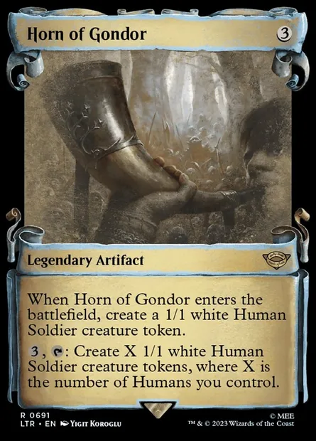Cor du Gondor, carte Magic LTR 691 — extension Le Seigneur des Anneaux : chroniques de la Terre du Milieu