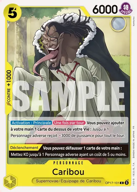 Caribou, carte One Piece OP17-101 — extension LES GUERRIERS LES PLUS PUISSANTS AU MONDE