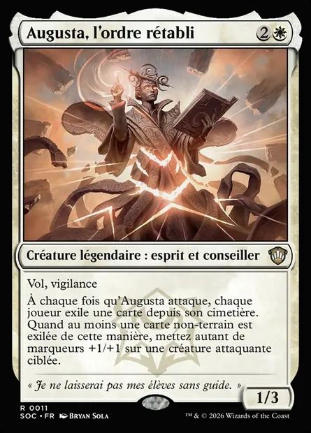 Augusta, l'ordre rétabli, carte Magic SOC 11 — extension Secrets of Strixhaven Commander