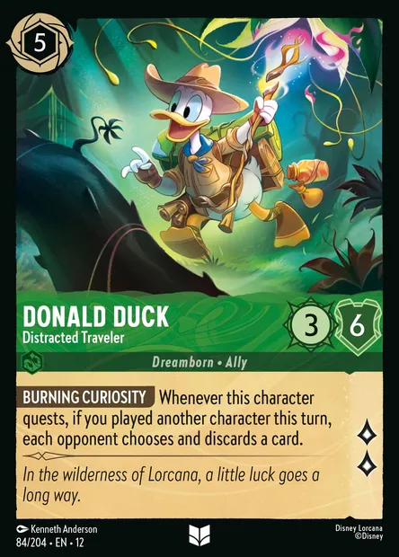 Donald Duck - Distracted Traveler, Disney Lorcana card CH12-084 — Wilds Unknown set