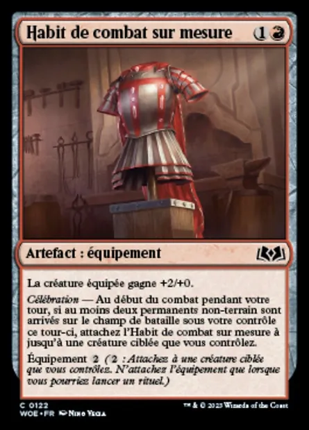 Habit de combat sur mesure, carte Magic WOE 122 — extension Wilds of Eldraine
