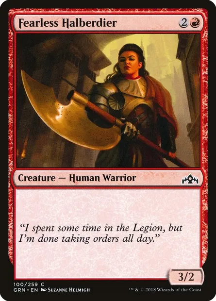 Fearless Halberdier, Magic card GRN 100 — Guilds of Ravnica set