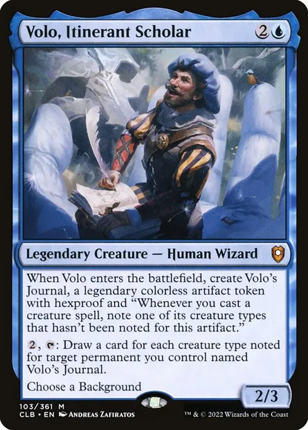 Volo, Itinerant Scholar, Magic card CLB 103 — Commander Legends: Battle for Baldur's Gate set