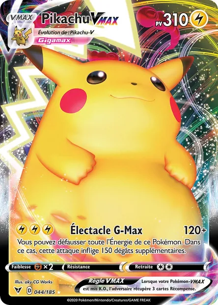 Pikachu VMAX, carte Pokémon VIV 44 — extension Voltage Éclatant