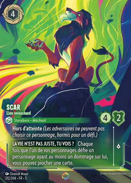 Scar - Lion revanchard, carte Disney Lorcana CH5-212 — extension Ciel Scintillant