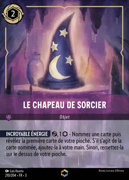 Le chapeau de sorcier, carte Disney Lorcana CH3-210 — extension Les Terres d'Encres