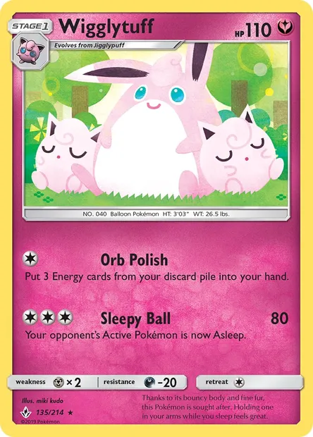 Wigglytuff, Pokémon card UNB 135 — Unbroken Bonds set