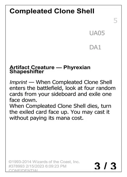 Compleated Clone Shell, carte Magic UNK UA05a — extension Unknown Event