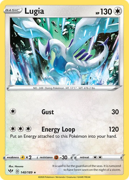 Lugia, Pokémon card DAA 140 — Darkness Ablaze set