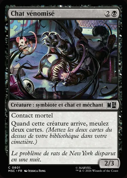 Chat vénomisé, carte Magic MSC 801 — extension Marvel Super Heroes Commander