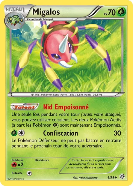 Migalos, carte Pokémon AOR 6 — extension Origines Antiques
