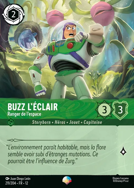 Buzz l'Éclair - Ranger de l'espace, carte Disney Lorcana CH12-211 — extension Contrées Inconnues