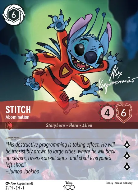 Stitch - Abomination, Disney Lorcana card P1-021 — P1 set