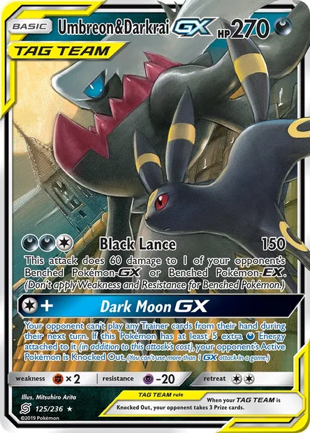 Umbreon & Darkrai GX, Pokémon card UNM 125 — Unified Minds set