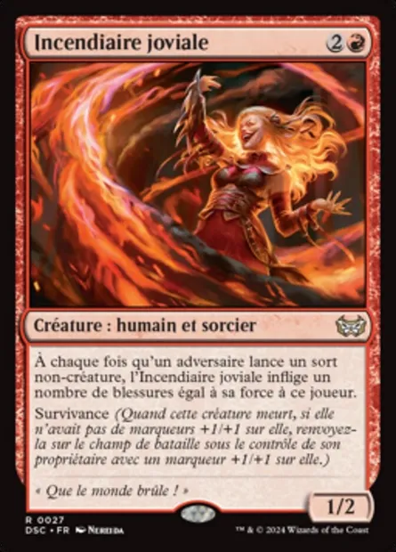 Incendiaire joviale, carte Magic DSC 27 — extension Duskmourn: House of Horror Commander