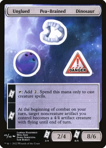 Unglued Pea-Brained Dinosaur, Magic card SUNF 45 — Unfinity Sticker Sheets set