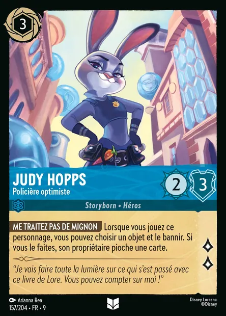 Judy Hopps - Policière optimiste, carte Disney Lorcana CH9-157 — extension Fabuleux
