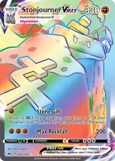 Stonjourner VMAX, Pokémon card SSH 205 — Sword & Shield set